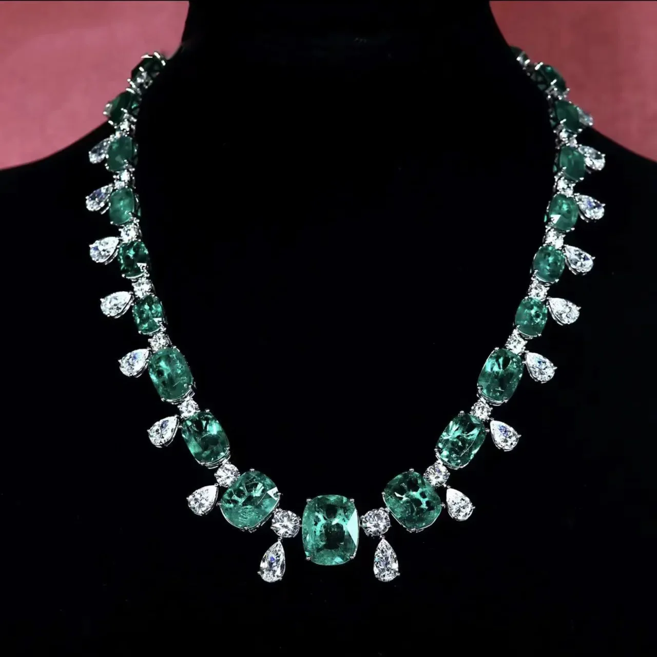 

Vintage Lab Emerald Diamond Necklace 925 Sterling Silver Party Wedding Chocker Necklace for Women Bridal Promise Jewelry Gift