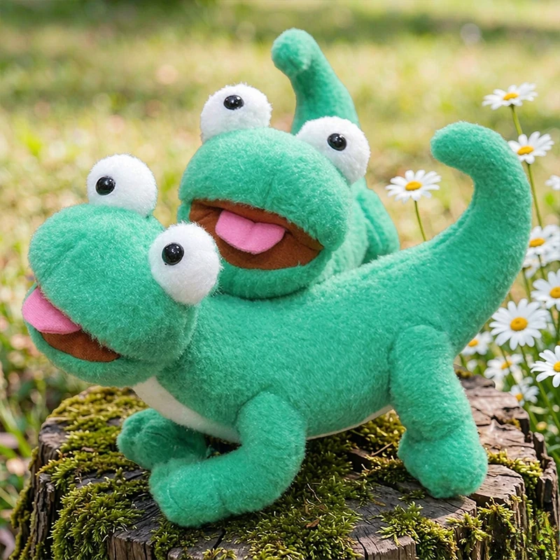 33CM Cartoon Green Lizard Plush Toys Soft Fluffy Reptile Sleep Pillow Stuffed Animal Bedroom Decor Birthday Gift Boys Girls Kids