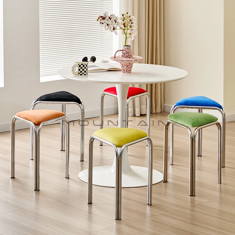 Stackable Spare Stool with a Light Luxury and High-End Minimalist Feel, Triangle Vintage Makeup Chair
