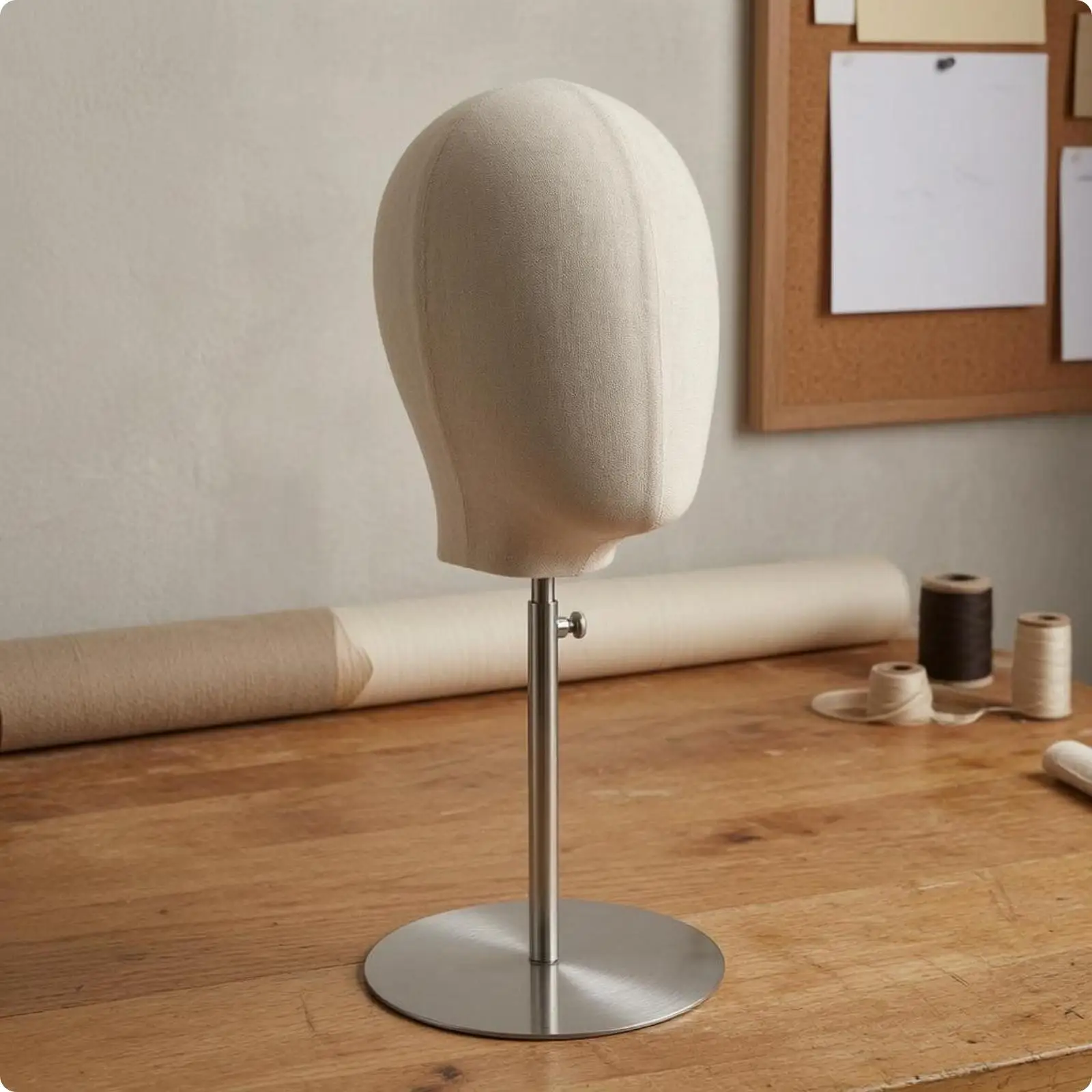 Cloth-Covered Mannequin Head Stand Lightweight Display Model Stable Base