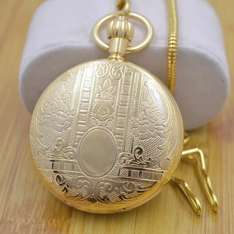 Luxury Style New Arrival Vintage Copper Hand Winding 5 Hands Mechanical Pocket Watch Mens Watch W/Fob Chain