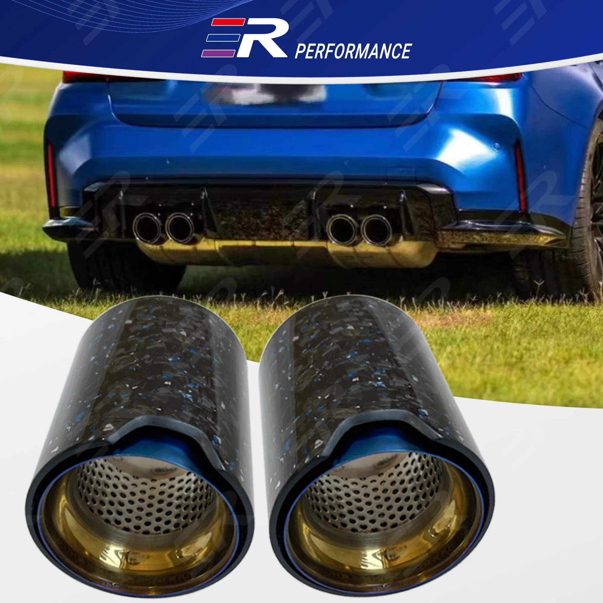 

ER Upgrade Exhaust Tips car accessories Real Carbon Fiber car decorate nozzles pipe for BMW M2M3M4 Muffler Tail Tips Modify