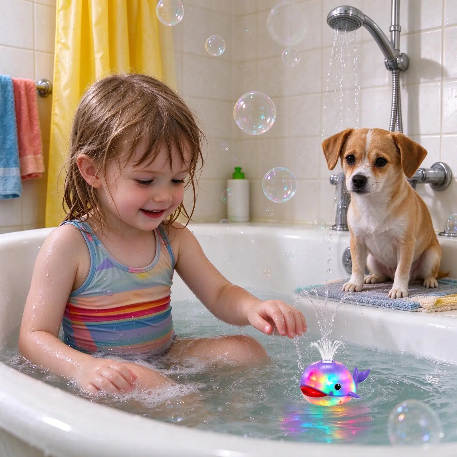 Light Up Bath Toys Electric Sensor-Activated Cute Fun Sprayer Whale Bath Toy Sprinkler For Pool Garden Activity Party Indoor