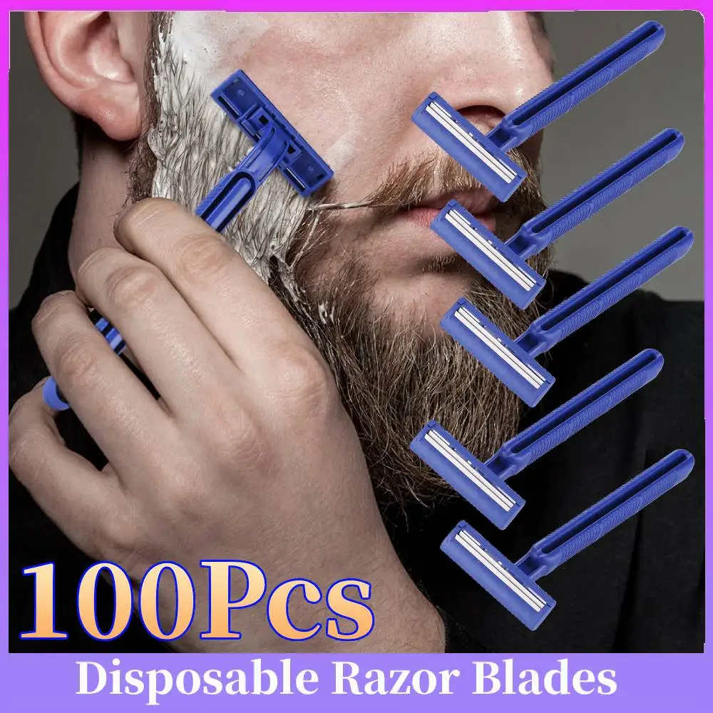 

100 шт., ручная бритва с двойным лезвием, портативные многофункциональные одноразовые бритвы, инструмент для ванной комнаты, высококачественные бритвы с двумя лезвиями для мужчин