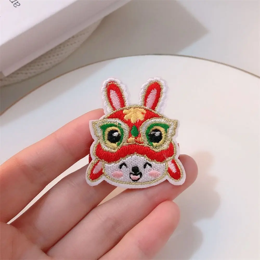 

Embroidery Children Red Hairpin Mascot Dragon Lion Dance Chinese New Year Headwear Baby Headwear Cloth Ancient Style Hairpin