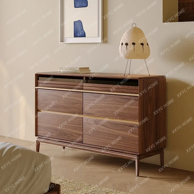XXFactory Direct  Black Walnut Antique Chest Cabinet Living Room Simple Storage Chest Of Drawers