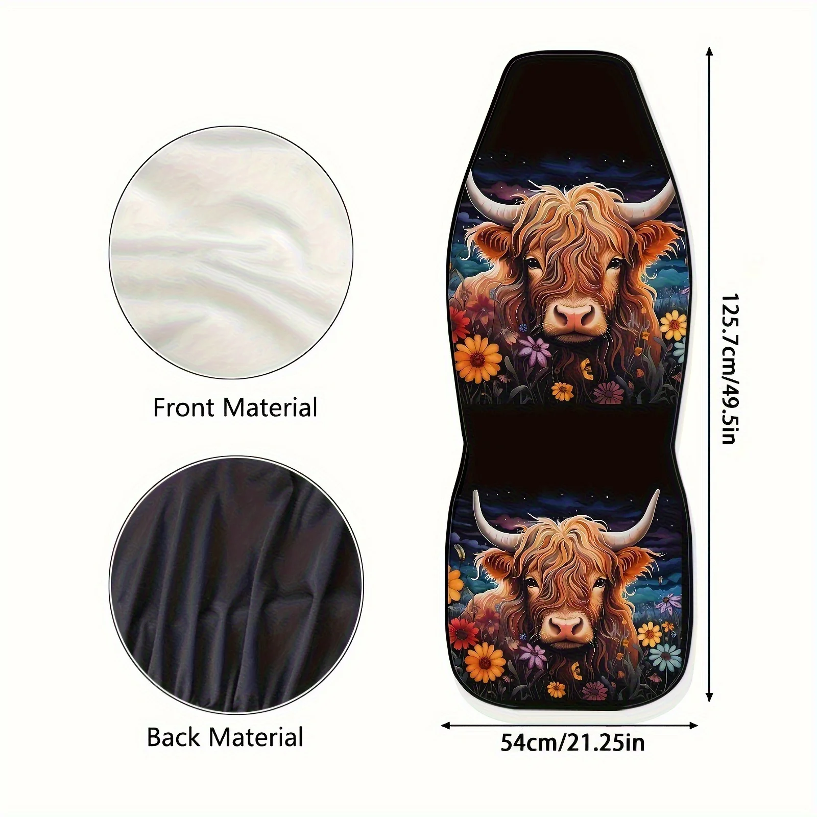 2pcs Colorful Floral Cow Car Seat Covers, Universal Car Protection Cover Suitable For Sedans, SUVs, And Trucks, Washable And Eas