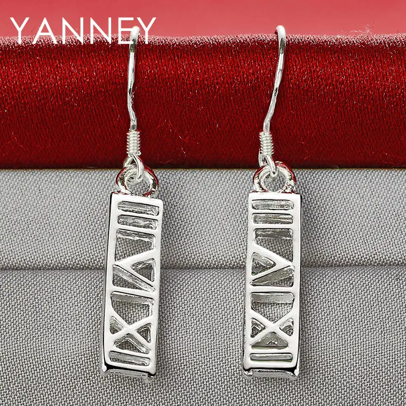 925 Sterling Silver 35MM Luxury Roman Numerals Earrings For Women Christmas Wedding Jewelry Gifts Fashion Accessories