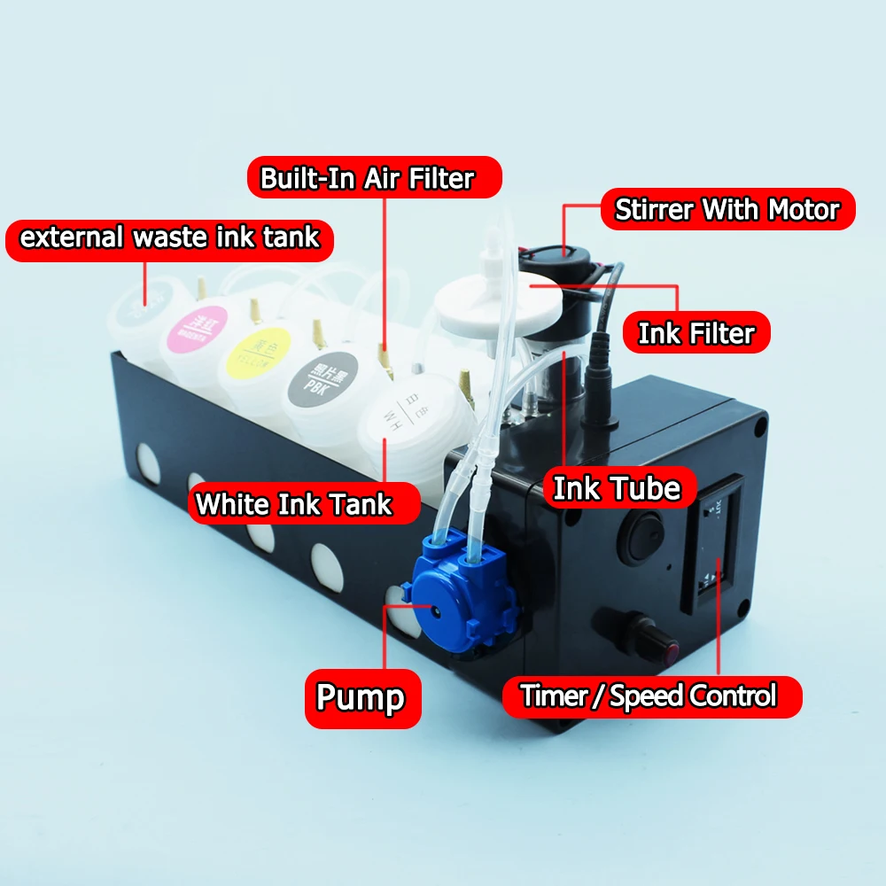 Imagem -03 - Sistema de Circulação de Tinta Branca Ciss para Epson Agitador Circulador de Tinta sem Amortecedor L1800 L800 L805 Xp600 L18050 Dtf Dtg