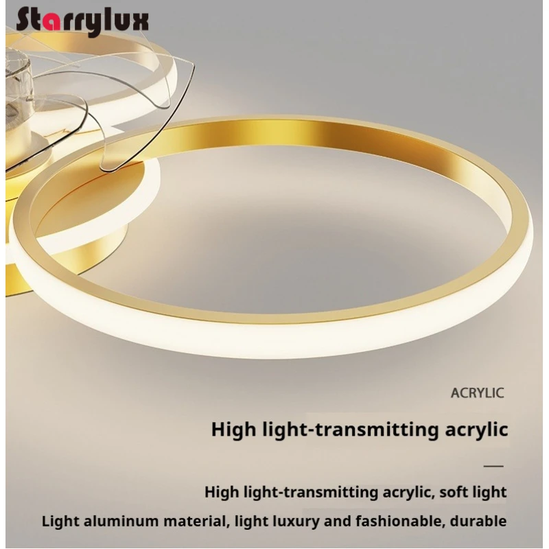 Juego de luces para ventiladores de anillo nórdico 2 en 1, ventilador de techo moderno con lámpara LED para sala de estar, comedor y dormitorio