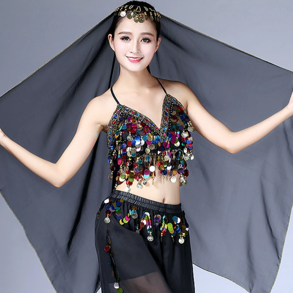 Belly Dancing Chiffon Scarf Dance Headband Solid Color Props Female Show Costumes  Stage Performance