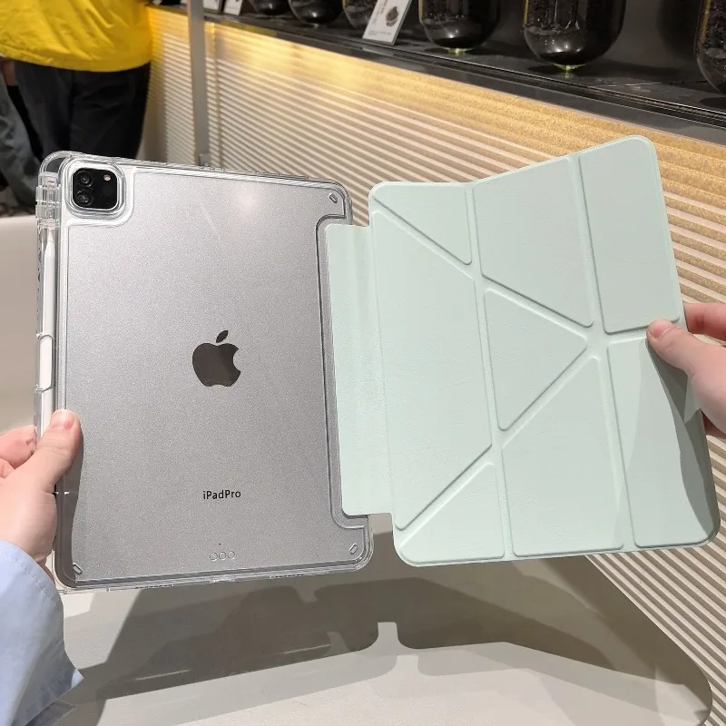 Plain Colour 3+Y Fold Crystal Clear Case for IPad Pro 12 9 Case 10th 10.9 10.2 9th 8th 7th Air 4/5th 10.9 IPad Mini 5 Case 11th