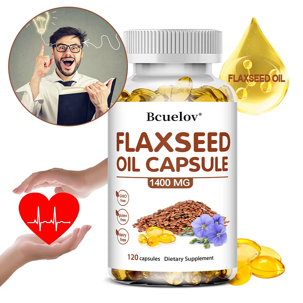 

Масло льняного семени 1400 мг, без рыб Omega 3 6 9 с 720 мг ALA, пищевая добавка для поддержки здоровья сердца, не GMO - 120 мягких капсул