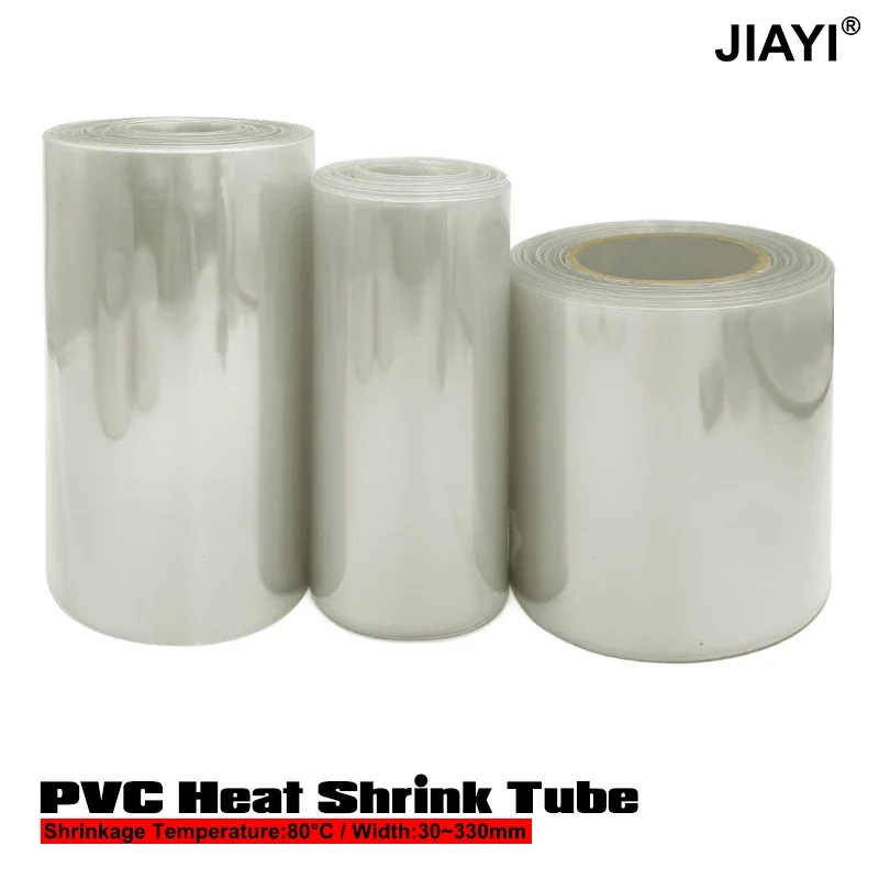 21/25/30/35/40/50-250mm PVC-Schrumpfschlauch Transparent Flammhemmend Wasserdicht Isolierrohr 18650 Batteriehülle