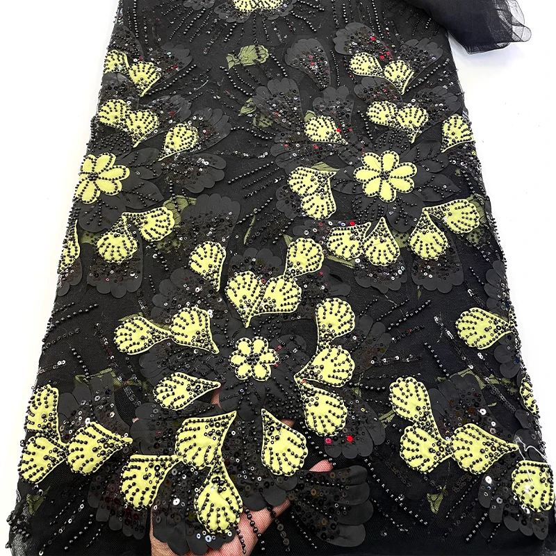 Роскошная французская кружевная сетчатая ткань, высококачественная африканская вышивка бисером, разноцветная кружевная ткань с вышивкой бисером и блестками