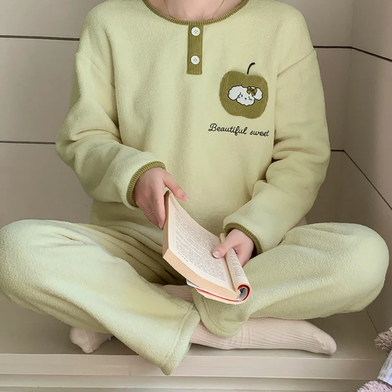 

Women's Clothing Pajamas Winter Thicken Keep Warm Suit Fashion Exquisite Comfortable Ventilate Sleep At Home Outdoors Kawaii