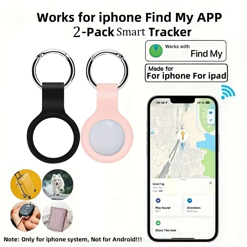 2-Pack MFi Certified Anti-Loss Tracker for Apple AirTag GPS Luggage Finder via 'Find My' App Compatible with iOS