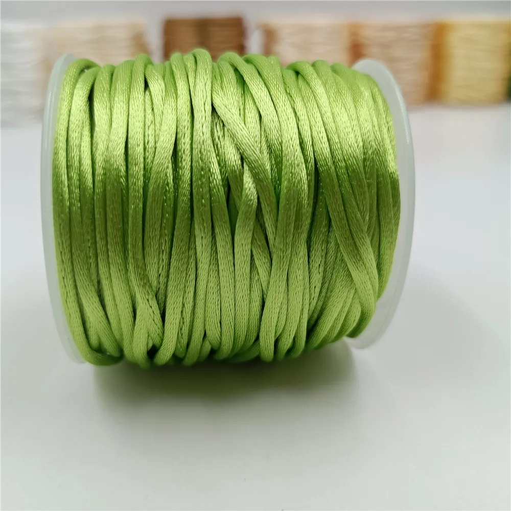 

2mm Apple Green Rattail Satin Cord Thread Chinese Knot Macrame Bracelet Braided String DIY Tassels Beading Thread 10-225meters