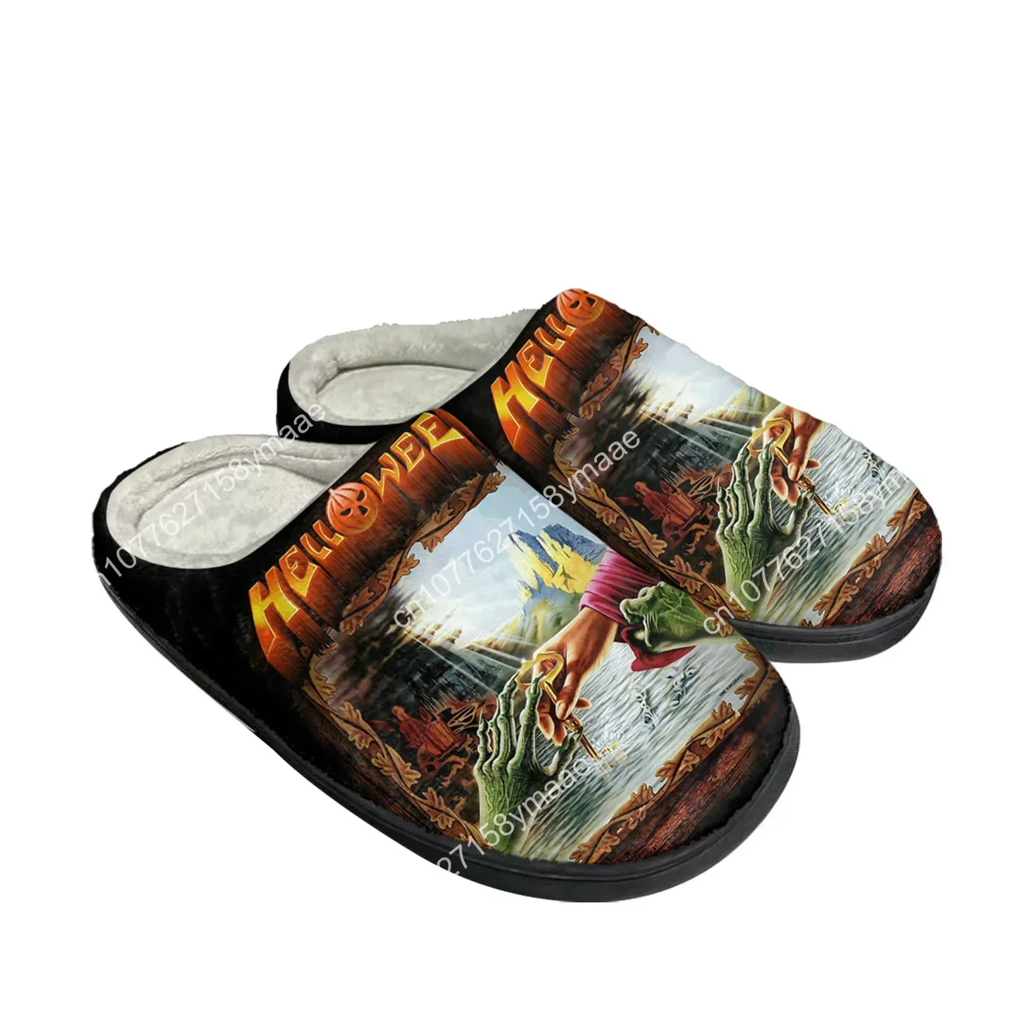 Helloween Rock Band Home Cotton Slippers Mens Womens Plush Bedroom Casual Keep Warm Shoes Thermal Indoor Slipper Customized Shoe