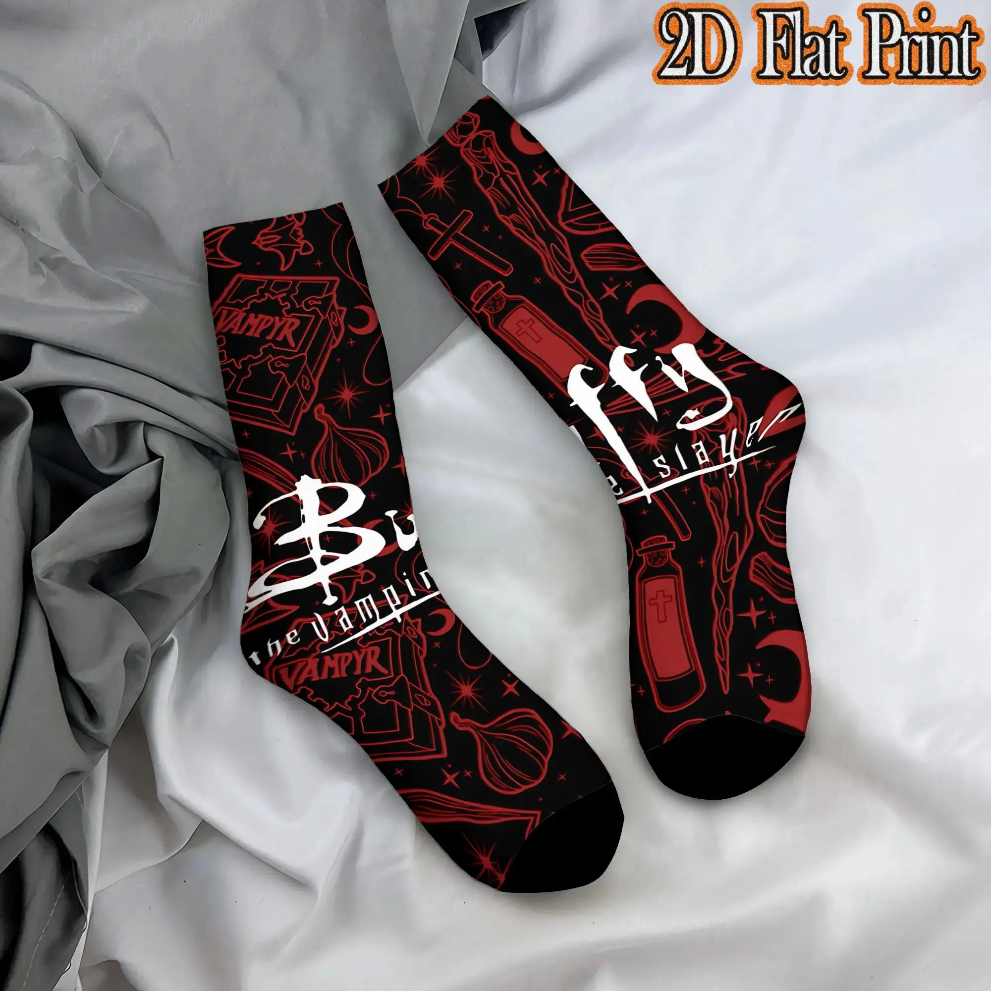 Fashion Retro Vampire Slayer Buffy  Men's  Mid TubeSock Unisex  Funny Mid-Calf Socks