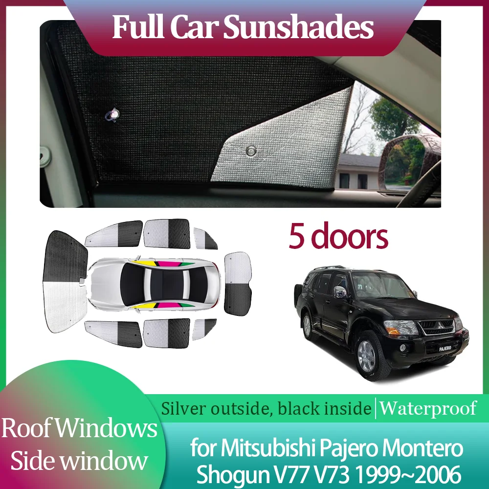 Солнцезащитные шторки для Mitsubishi Pajero Montero Shogun V60 V77 V73 1999~2006, накладки на боковые окна, аксессуары