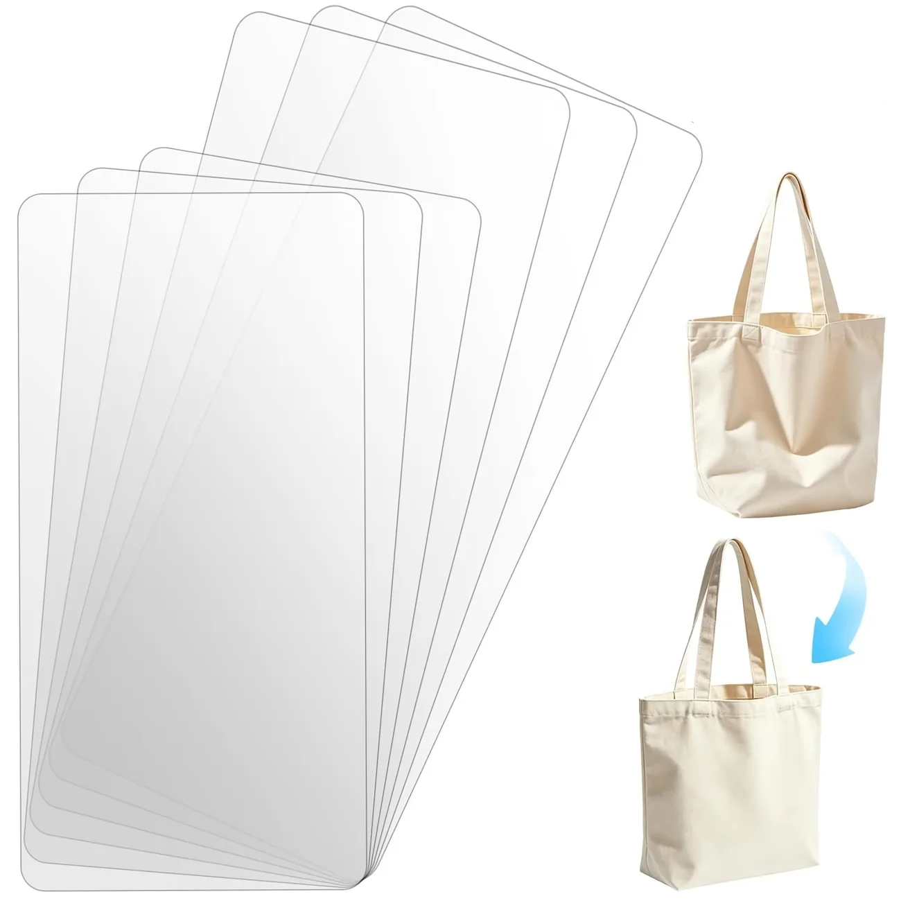 5 Pcs Rectangular Plastic Handbag Base Shaper Inserts, Clear PP Purse Bottom Stabilizer, Bag Stiffener for DIY Totes, Handbags