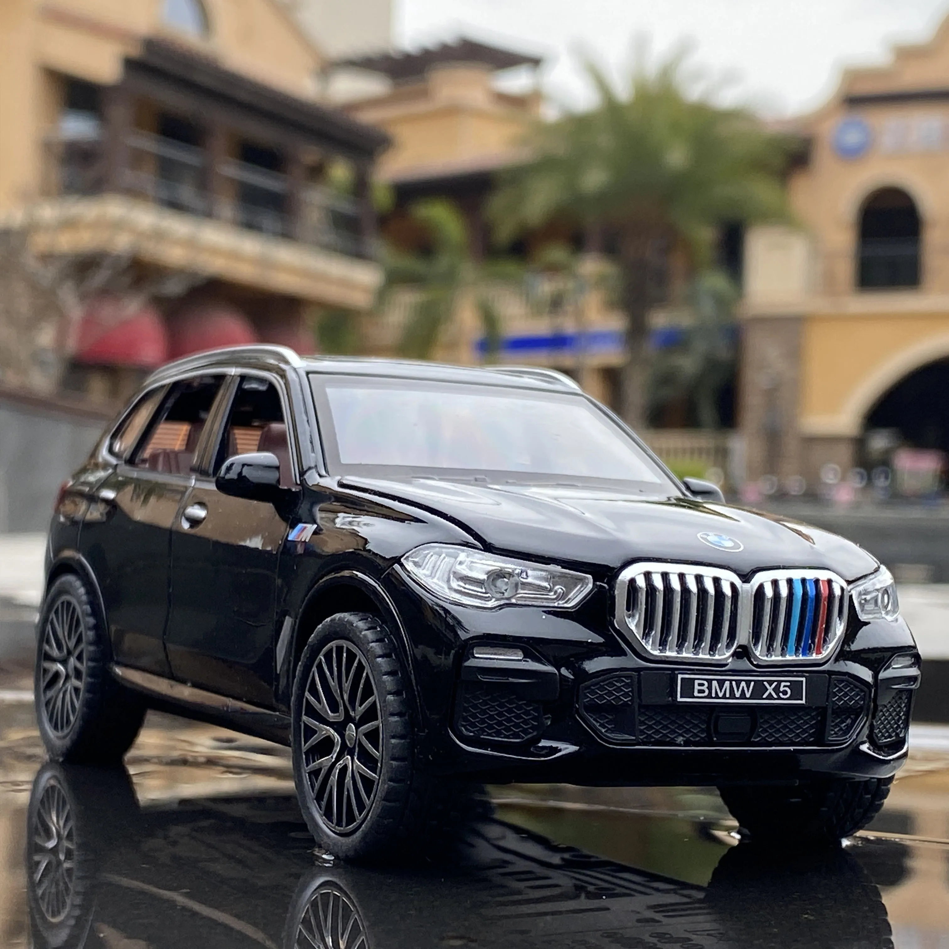 Modelo de coche de aleación BMW X5 SUV, vehículo de juguete de Metal fundido a presión, simulación de sonido y luz, colección de regalo, 1:32