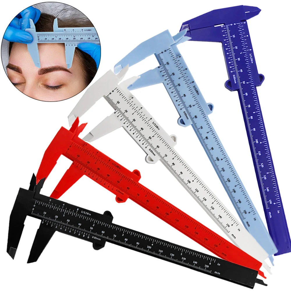 Portable 150MM Plastic Eyebrow Measuring Vernier Caliper Tattoo Caliper Ruler Plastic Permanent Makeup Measurement Tools