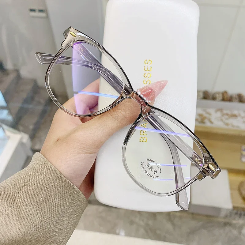 Anti-blue Light Flat Glasses Transparent Frame Big Lens Glasses Fashion Simple Round Frame Radiation Protection Eyewear lunettes