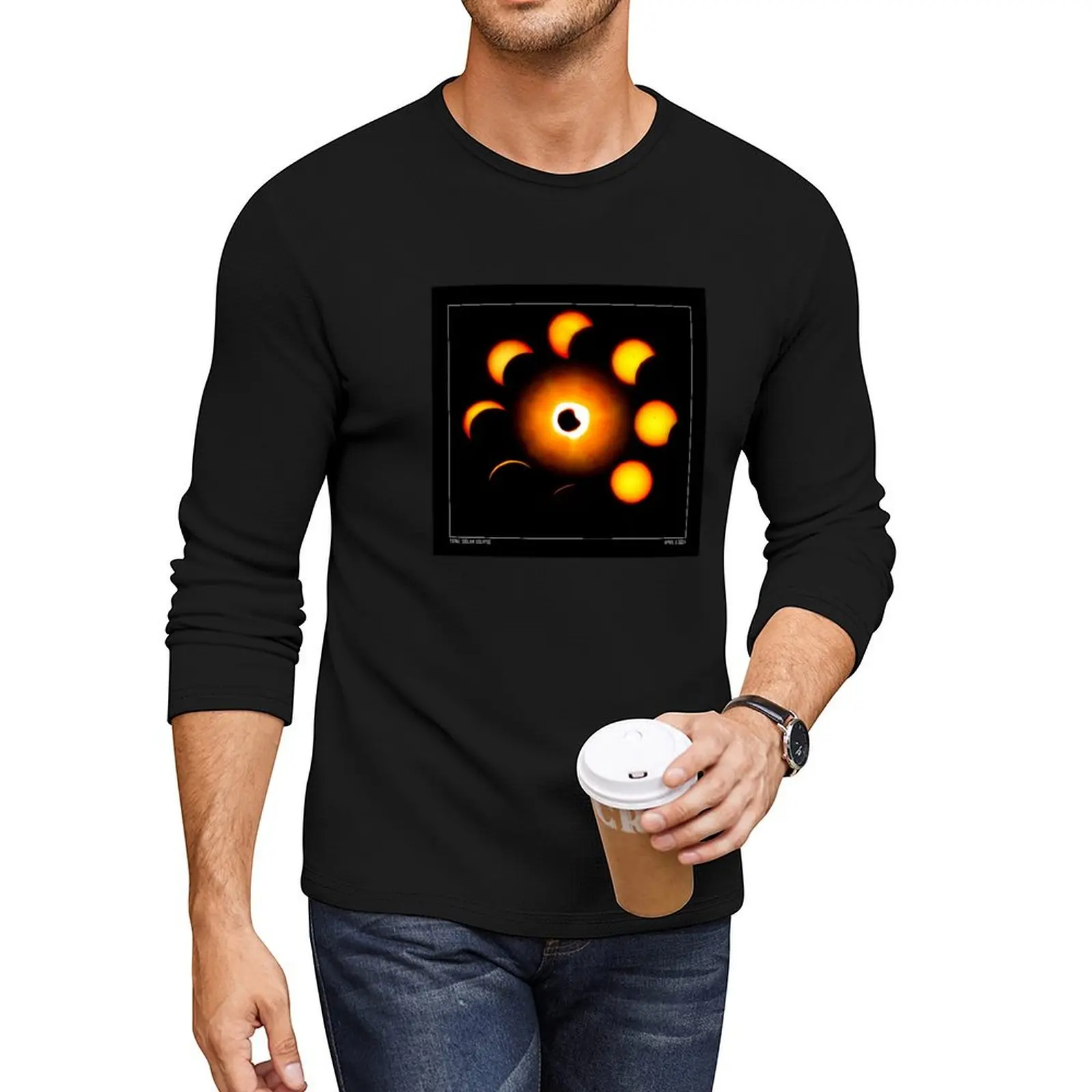 

Solar Eclipse Circle Long T-Shirt black t shirt quick drying shirt graphic t shirt custom t T-shirt men