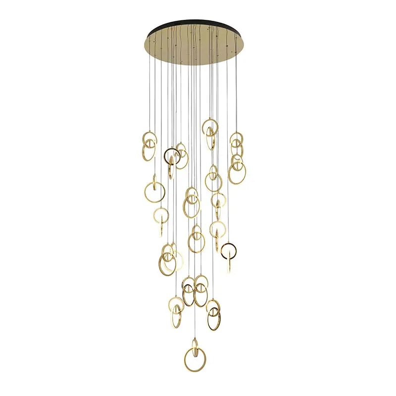

Lamp Ring Chandelier for High Ceiling Hotel Home Staircase Foyer