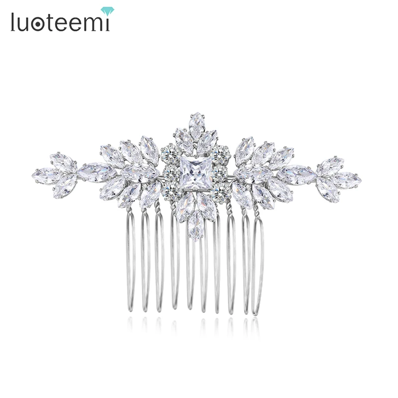 

LUOTEEMI Temperament Iced Cubic Zirconia Hair Comb Original High Quality Elegant Jewelry Decoration for Bridal Wedding Accessory