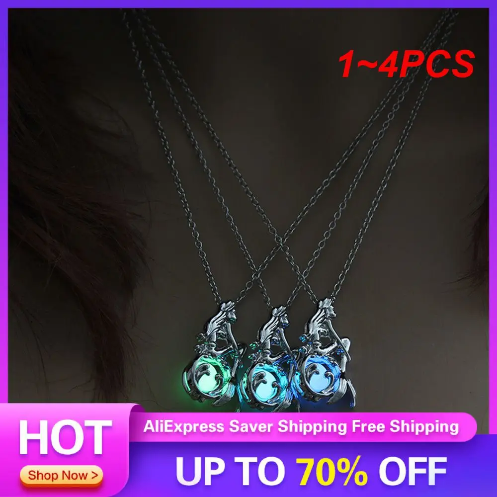 1~4PCS Glow Park Necklace Not Easily Broken Halloween Decorations Empty Cage Moon Planet Hanger Jewelry And Accessories