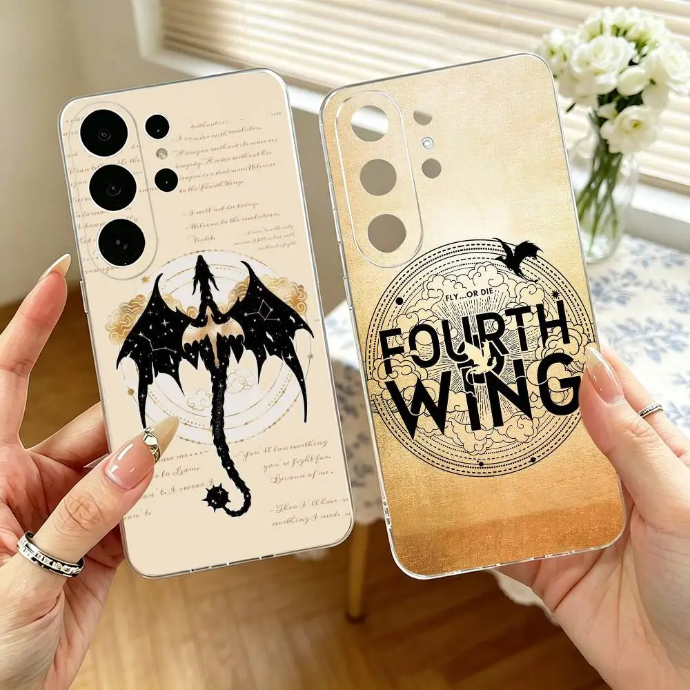 Novel Fourth Wing   Phone Case For Samsung S25,S24,S21,S22,S23,S30,Ultra,S20,Plus,Fe,Note,10,9,5G Transparent Cover