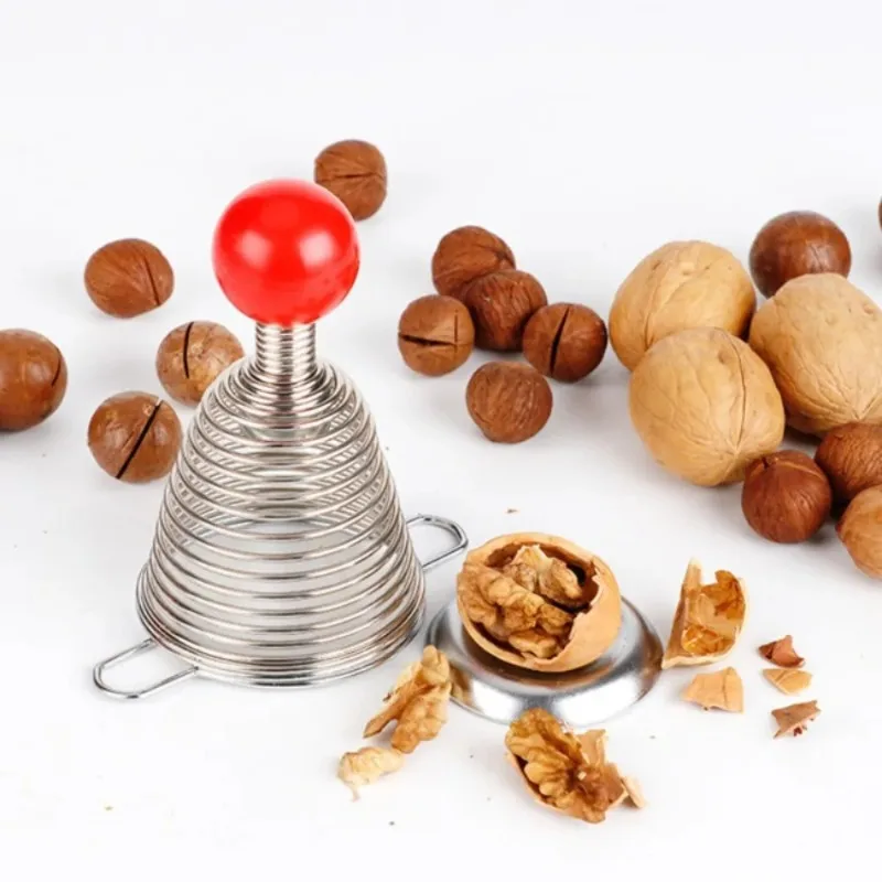Safe Stainless Steel Spiral Spring Nutcracker Professional Effective Walnut Plier with Base Tray Nut Shell Opener