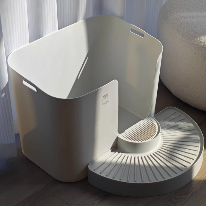 

Jumbo 60cm Cat Litter Box Double Layers Enclosed Pet Bedpans Anti-Splash Design Pet Toilet with Sand Control Ladder Cat Sandbox