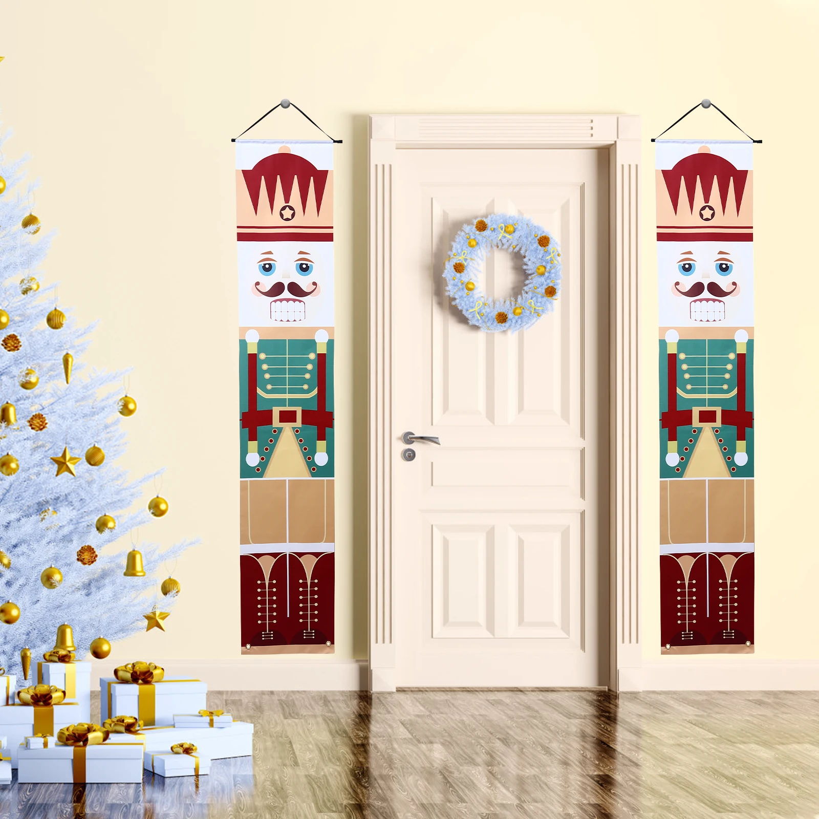 

Christmas Banner Wall Decor Soldier Door for Decorations Outdoor Nutcracker Curtain
