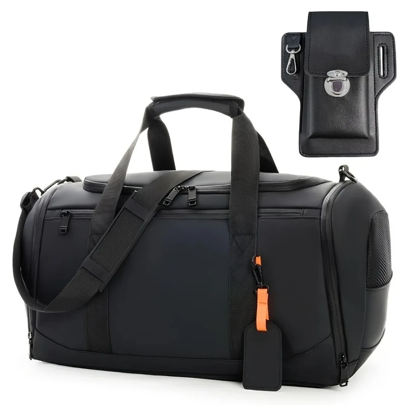 

2pcs Set - Large Capacity Travel Bag, Portable Overnight Duffel Bag, Unisex Sport Fitness Bag with Multiple Compartments
