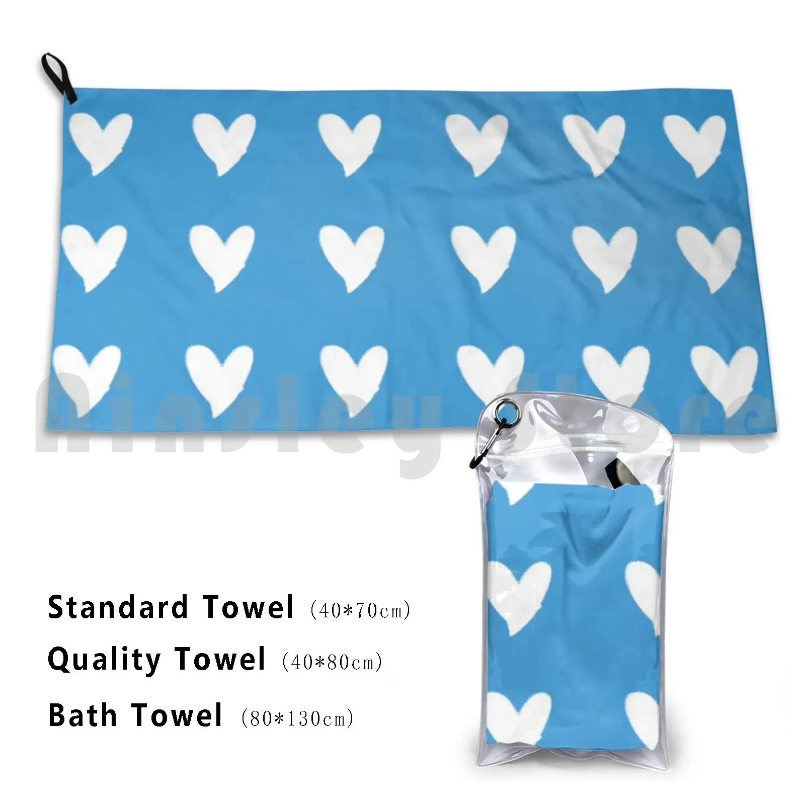 Towel Heart Doodle Pattern 1654 Blue Baby Blue Light Blue Hearts Doodle Doodle Hearts White
