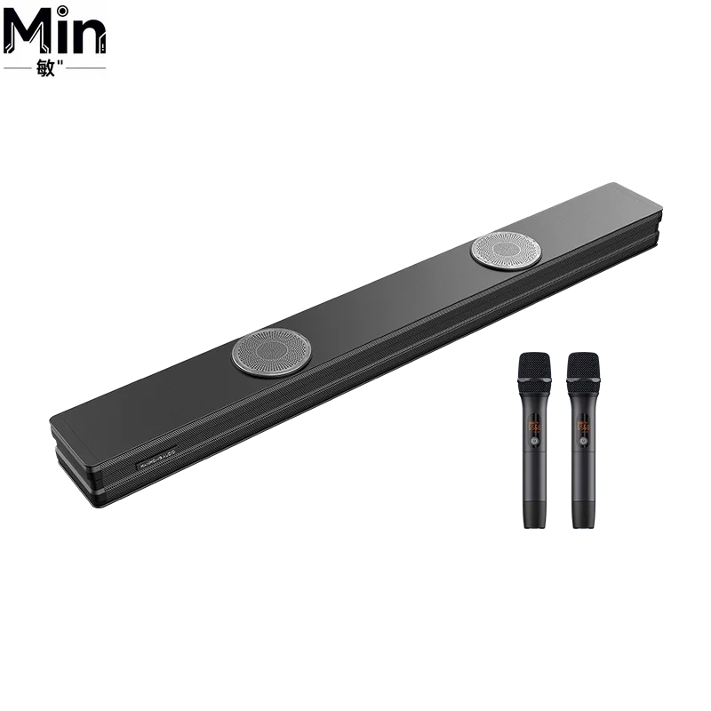 120W All-in-One TV Soundbar with Built-in Dual Subwoofers and Wireless Microphone Home Theater Karaoke Audio System