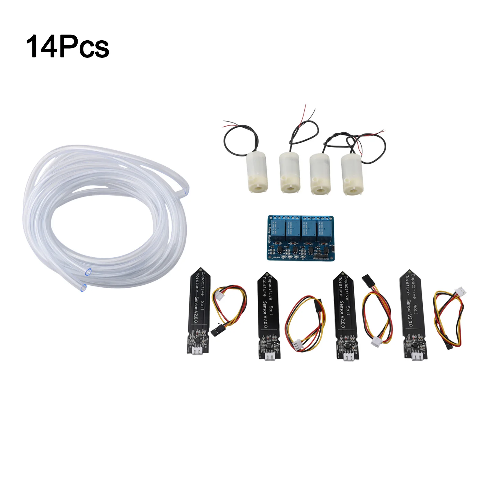 

Automatic Garden Watering Kit Soil Moisture Sensor 180*230*30 Mm Automatic Watering System 4-Channel Relay Module 4m Water Pipe