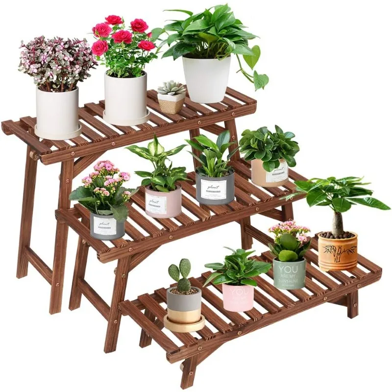 

Desk Plant Stand Windowsill Plant Shelf 3 Tiers Wooden Tabletop Plant Shelves Small Countertop Desktop Shelf