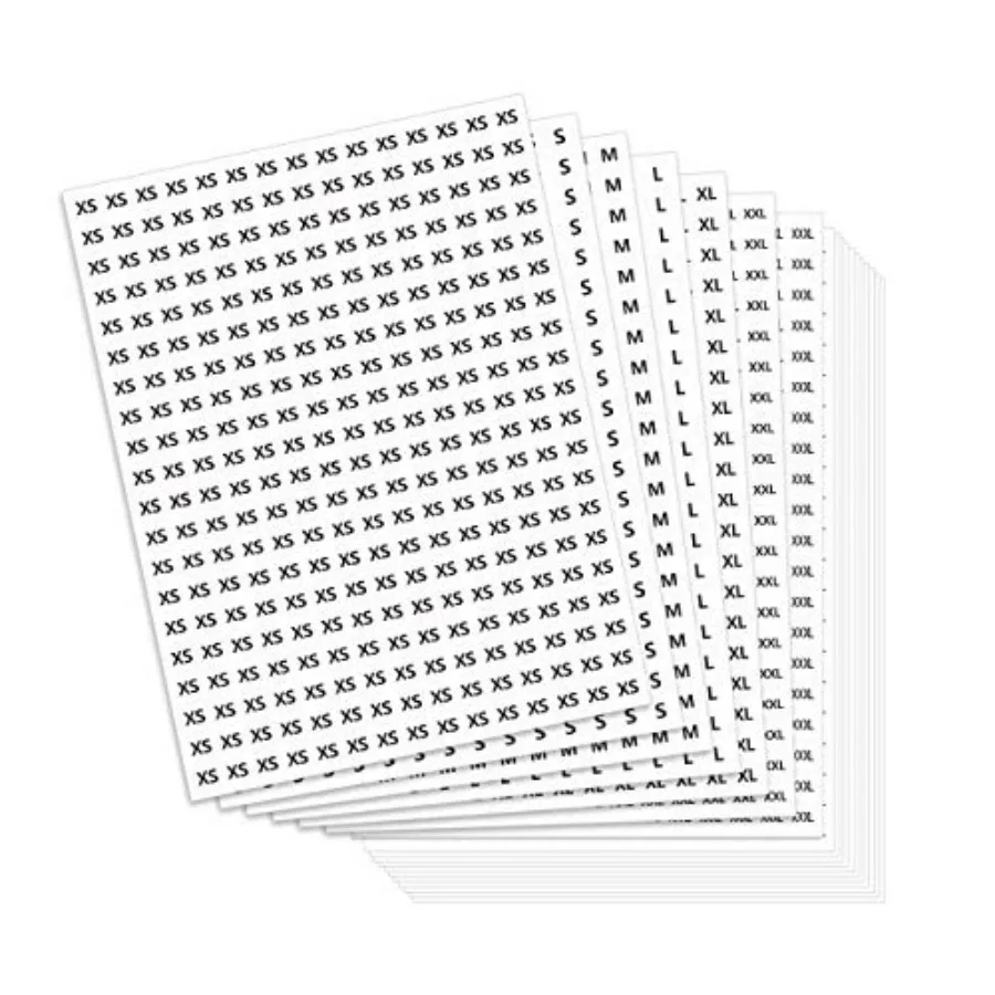 

5400 PCS Clothing Size Round Sticker Labels Mega Bundle in 7 Sizes XS, S, M, L, XL, XXL, XXXL,1/2" in Diameter