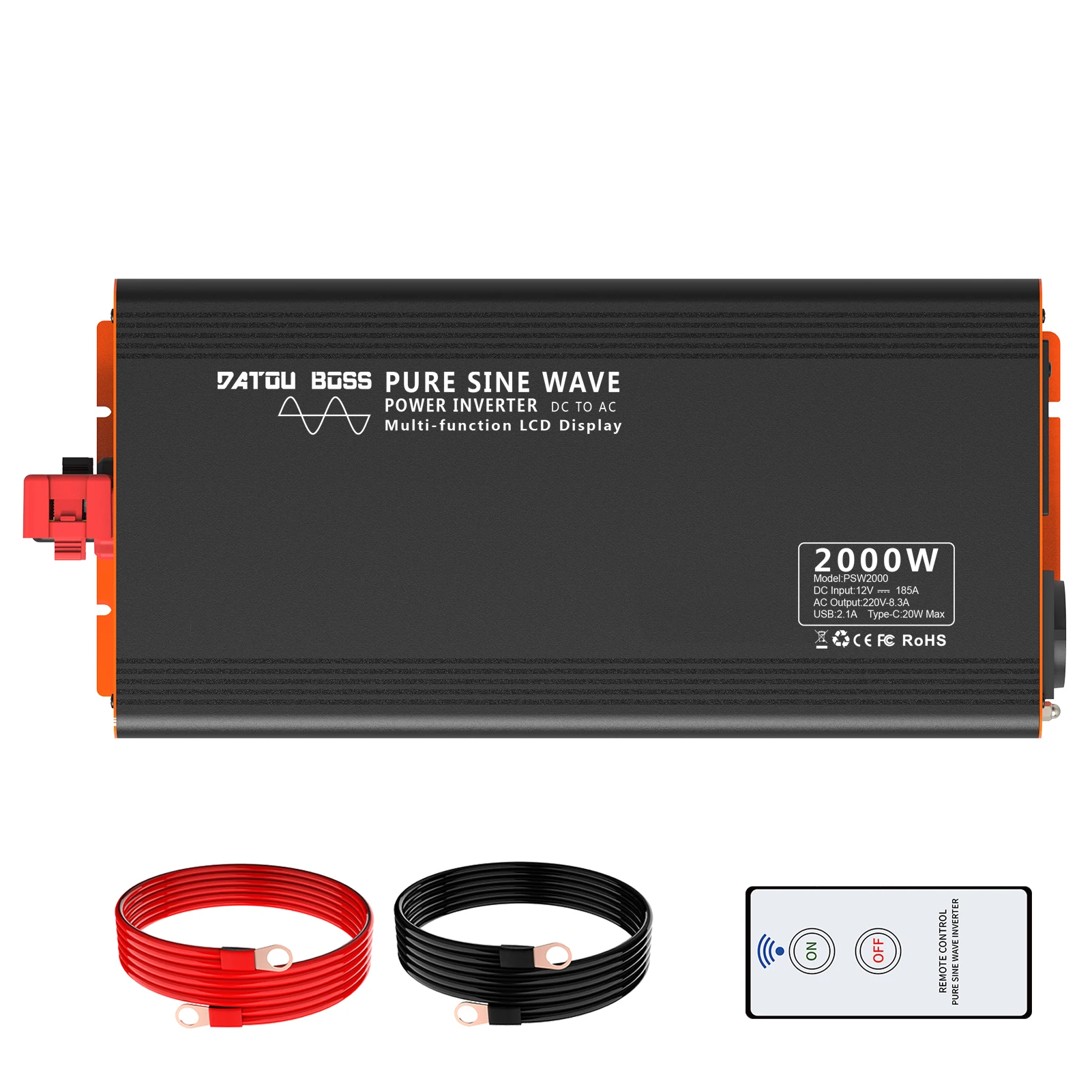 DATOUBOSS PSW-serie zuivere sinusomvormer 4000W DC 12V ~ 60V naar AC 220V omvormer continu vermogen 2000W zonne-omvormer - afbeelding 1