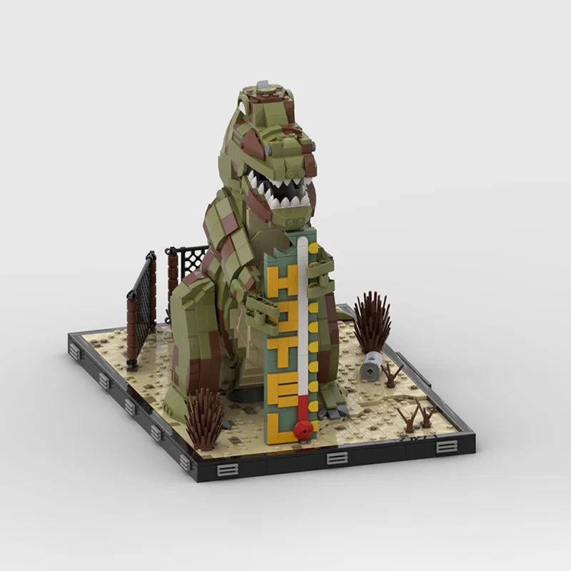 MOC 게임 Dinky T-Rex From From Fallout New Vegas City 스트리트 뷰 모델 빌딩 블록, DIY 어린이 조립 벽돌, 장난감 선물, 2268PCs