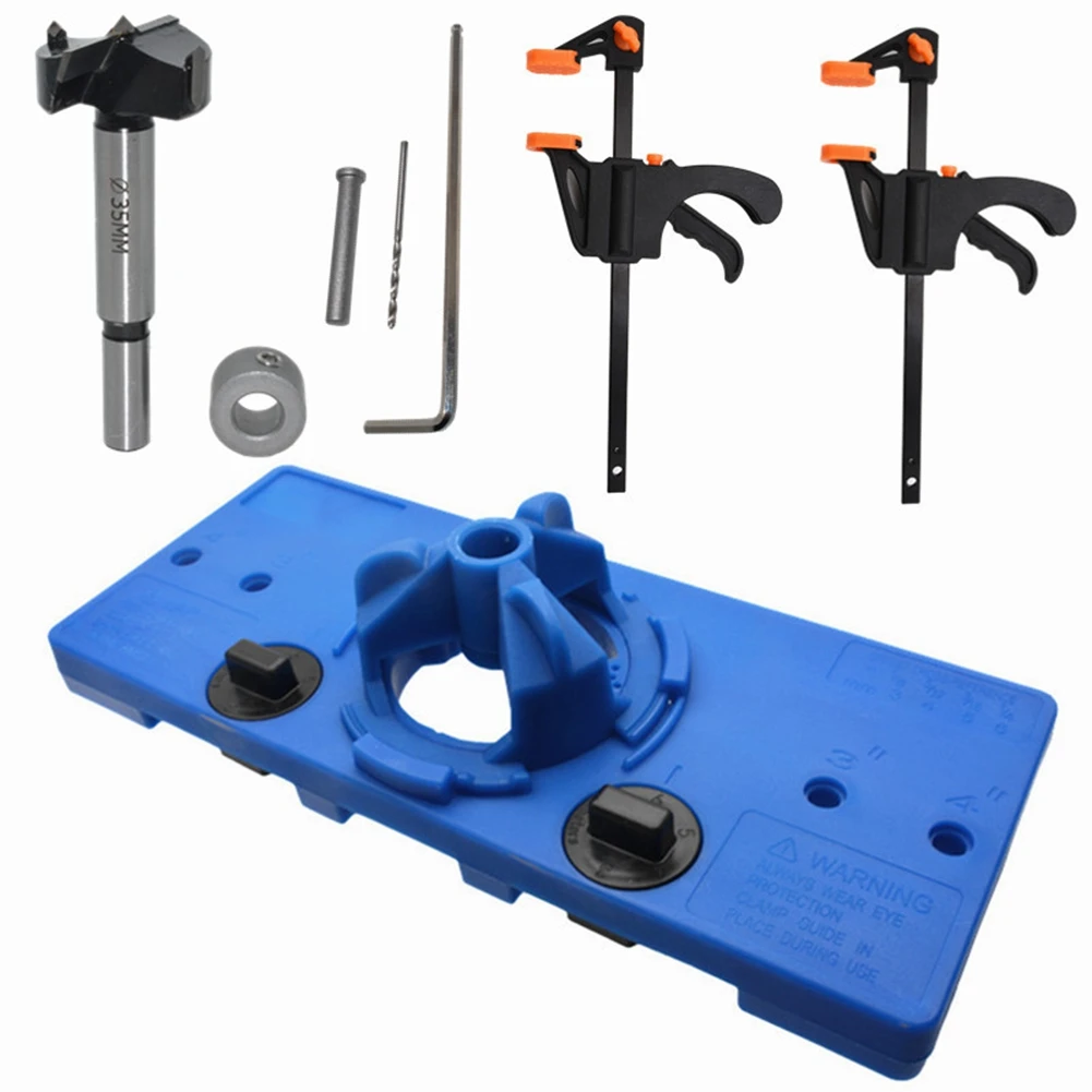 【Ship Within 35Mm Concealed Hinge Drilling Jigs Hinge Hole Saw Jig Drilling Guide Locator Hole Opener Cabinets Woodworking Tool