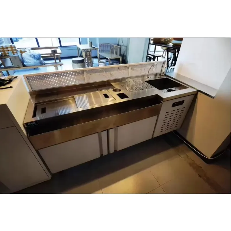 The Most Popular bar Store Equipment Refrigerator Bartender Station Stainless Steel Cocktail Station