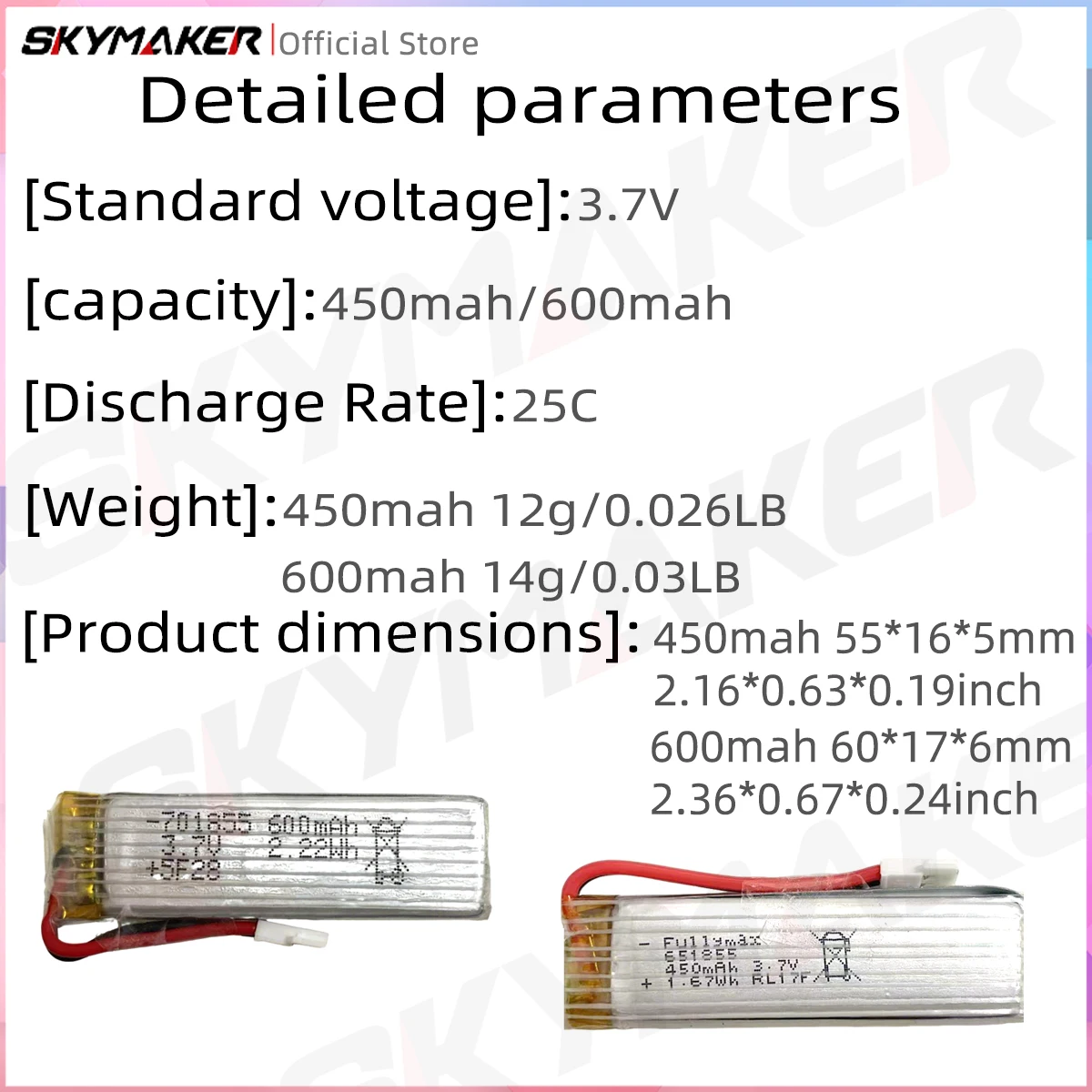 Wltoys K110S lipo Battery 3.7V 450mah 600mah RC Battery with MX2.0 Plug for RC Helicopter K100 Parts