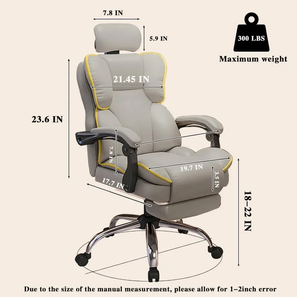 Executive Office Chair with Foot Rest, High Back Office Chair, Computer Gaming Chairs, PU Leather Office Reclining Chair