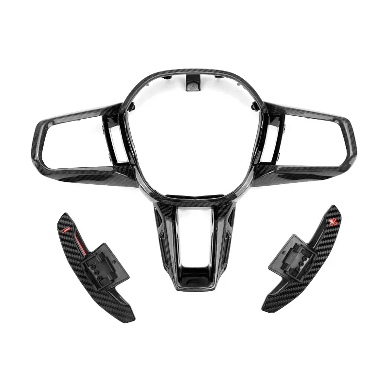Perfect Fit Dry Carbon Fiber Steering Wheel Cover (Left Drive) for M5 G90 G60 G70 G45 2024 + Steering Wheel Trim